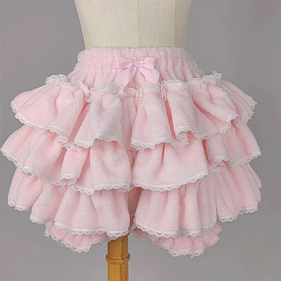 Sweet Winter Shorts With Pleated Ruffle