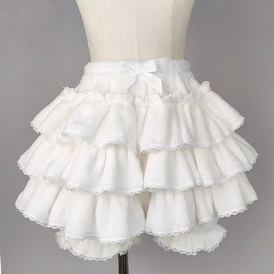 Sweet Winter Shorts With Pleated Ruffle