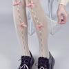White & Pink Bow Tights