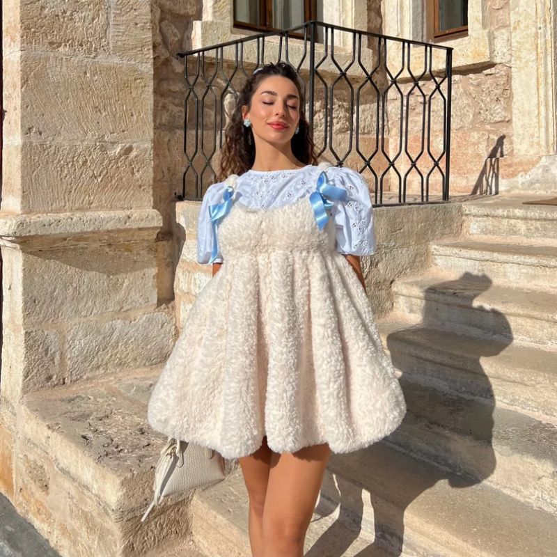 Cute hand-knitted bunny style dress