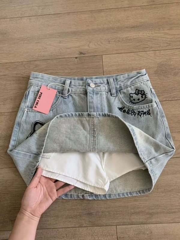 Y2K Printed Kitty Skirt