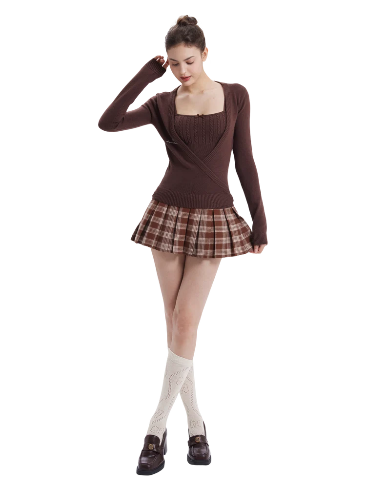 Ballet Knit Wrap Cardigan (Brown)