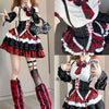Plaid Pattern Gothic Dress Set Ruffle Skirt