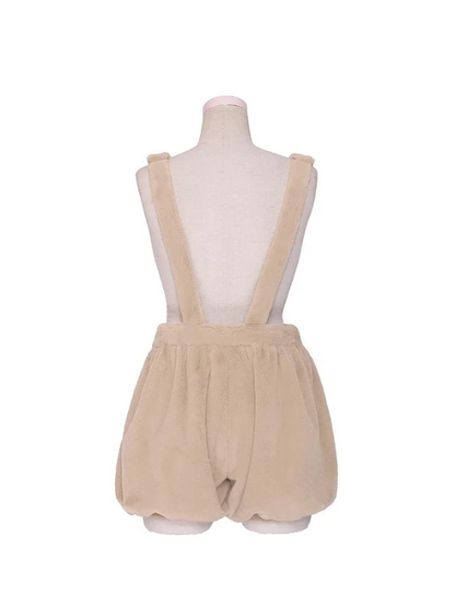 Kawaii Plush Bear Suspender Shorts – Fuzzy Teddycore Aesthetic