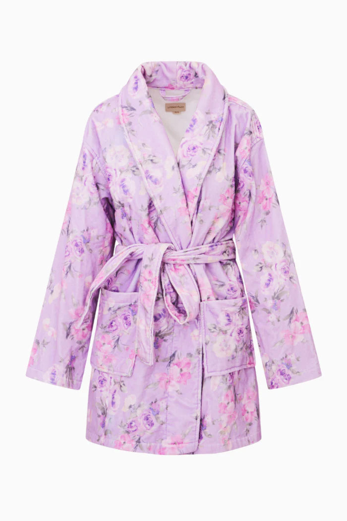 LoveShackFancy Indie Cotton Bath Robe – Purple Floral