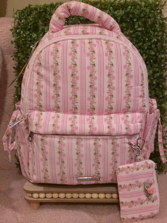 Pink Floral Coquette Backpack with Matching Pouch