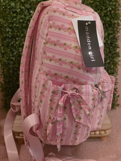 Pink Floral Coquette Backpack with Matching Pouch