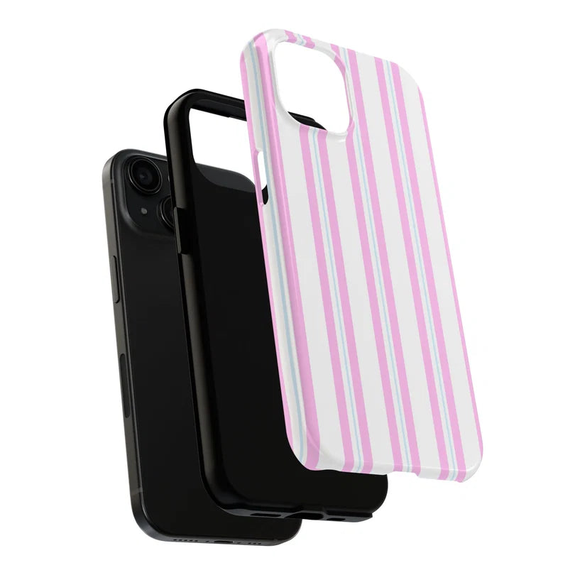 Pink & Blue Striped iPhone Case