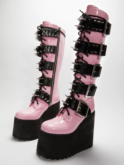 Pink Punk Platform Boots