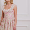 Cream & Pink Floral Tulle Micro Mini Dress