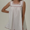 Red Embroidered Cotton Babydoll Mini Dress