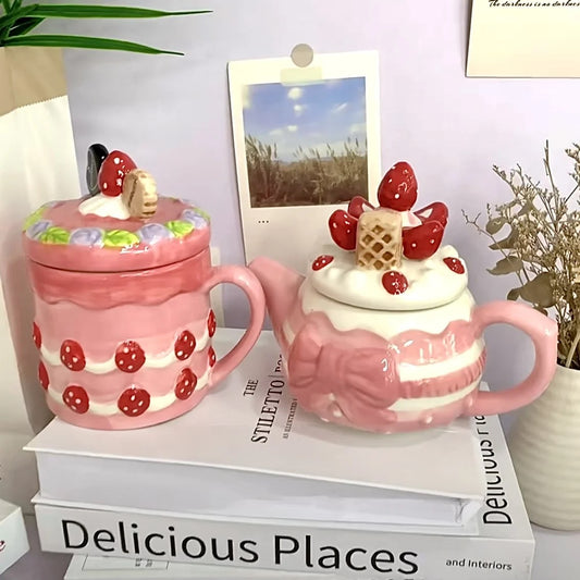 Kawaii Strawberry Kettle Mug/Teapot