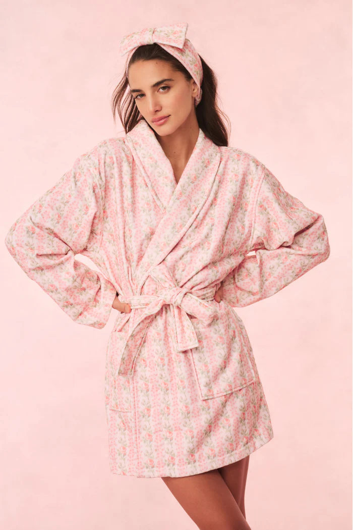 LoveShackFancy Indie Cotton Bath Robe – Pink & White Floral