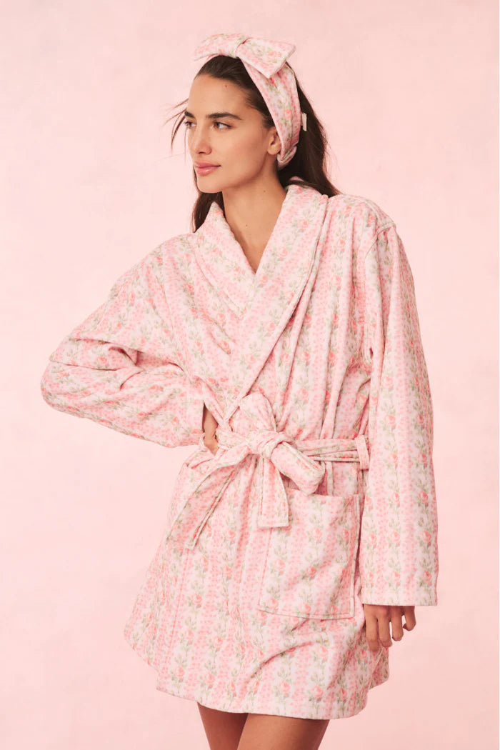 LoveShackFancy Indie Cotton Bath Robe – Pink & White Floral