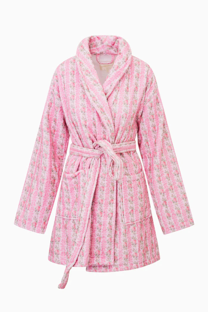 LoveShackFancy Indie Cotton Bath Robe – Pink & White Floral