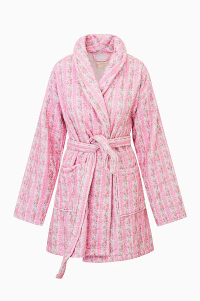 LoveShackFancy Indie Cotton Bath Robe – Pink & White Floral