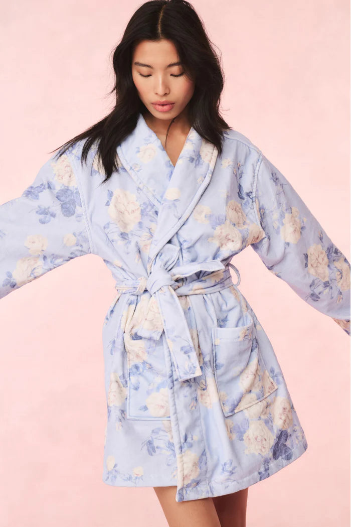 LoveShackFancy Indie Cotton Bath Robe – Blue Floral