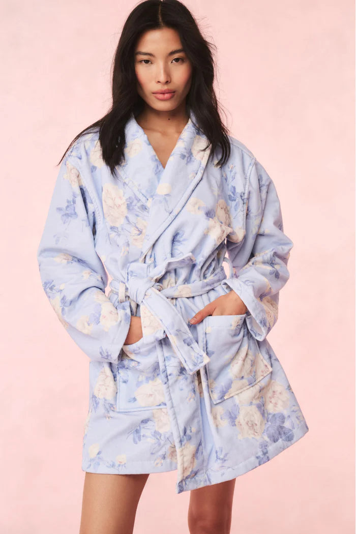 LoveShackFancy Indie Cotton Bath Robe – Blue Floral