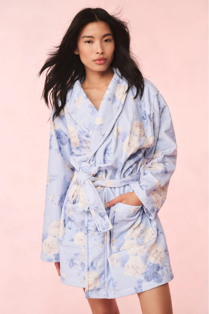 LoveShackFancy Indie Cotton Bath Robe – Blue Floral